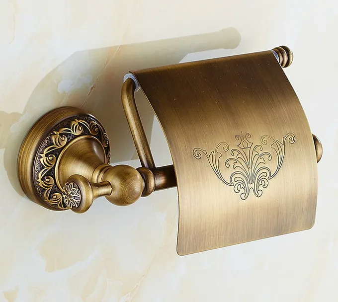 

Vintage Retro Antique Brass Carved Art Pattern Wall Mounted Bathroom Toilet Paper Roll Holder Bathroom Accessory mba487