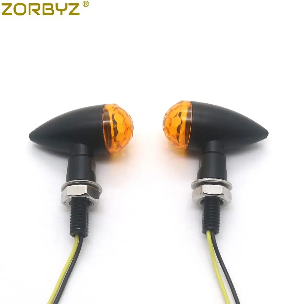 ZORBYZ мотоцикл металлический черный светодиодный мини пуля сферические линзы указатели поворота светильник для уличных спортивных велосипедов Чоппер на заказ - Цвет: Black amber lens