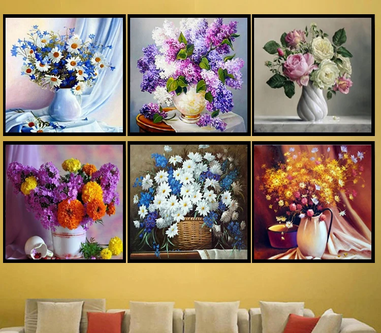 Алмаз вышивка украшения 5D картина вышитая бисером цветы ваза мозаика живопись