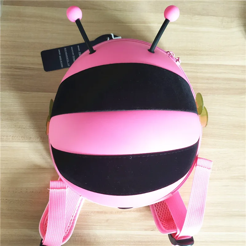 pink bee Маленький школьный рюкзак с изображением пчелы из мультфильма для детей, жесткий рюкзак для школьников и девочек, мягкий рюкзак с двойным плечом, повседневная сумка из искусственной кожи - Цвет: pink bee