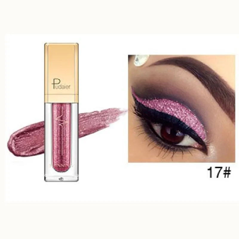 17 Pudaier 18 цветов Shine Smoky Eyeshadow waterproof Dimond Glitter жидкие тени для век женские косметические тени для век подводка для глаз - Цвет: 17