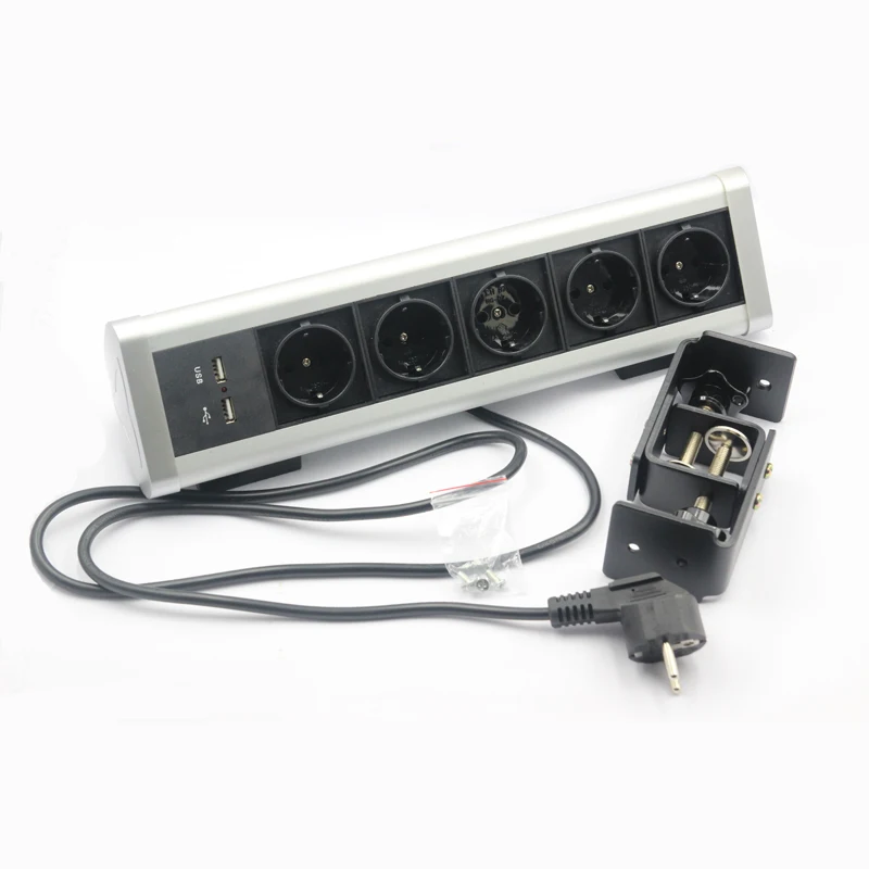 Треугольник настольный зажим розетка 5 ЕС розетки питания для кухни с 2 USB