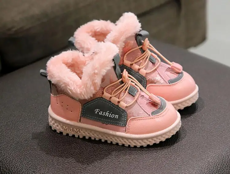 Children Shoes Kids Snow Boots Brand Winter Plush Bay Girls Snow Boot Warm Shoes Leather Toddler Boys Boots Fur