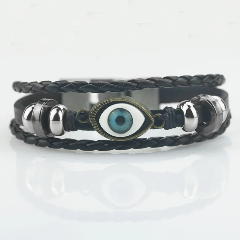 Новинка 2017 года Дизайн панк турецкий демон глаз Для мужчин женский черный кожа