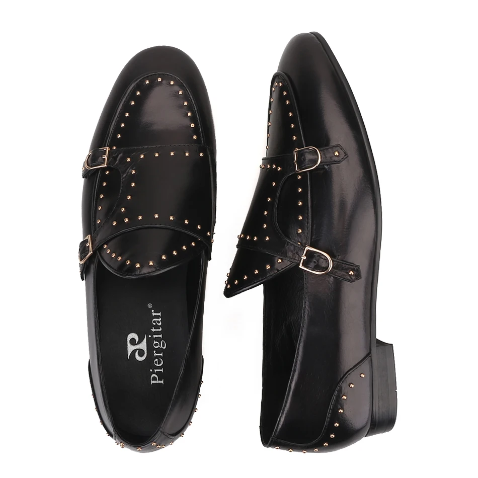 Piergitar brand 2019 Handmade spikes genuine leather men loafers Fashion party and wedding Men dress shoes smoking slippers | Обувь