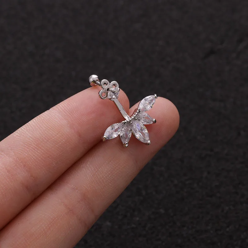 TTLIFE 1 шт. Cz Корона цветок кулон Tragus гвоздики раковины пирсинг серьги спираль серьги, Надеваемые На ушной хрящ Хрустальный пирсинг уха ювелирные изделия - Окраска металла: FZHH07080000B