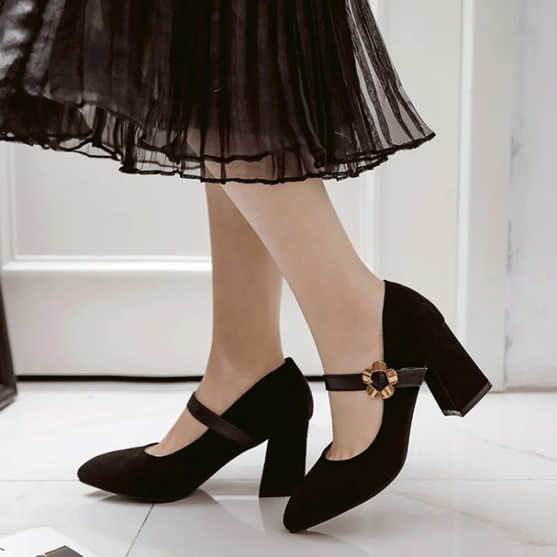 Женские туфли лодочки на толстом каблуке размеры 34 43|thick heel pumps|heels pumpswoman shoes mary janes |
