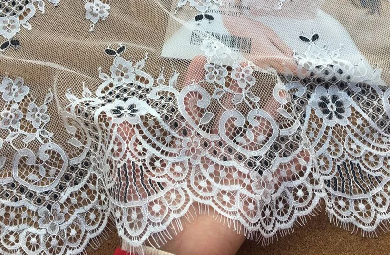 3 м/лот французская кружевная ткань 37 см ширина белый черный diy Изысканная кружевная Вышивка Одежда свадебное платье аксессуары