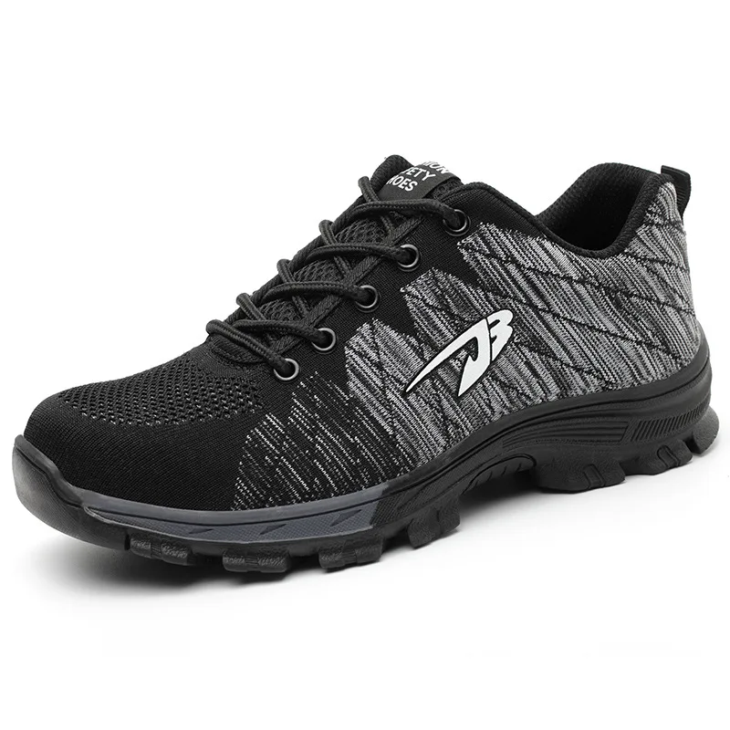 unisex work shoes steel toe cap women men work& safety boots steel mid sole impact resistant soft female shoes plus size 35-48 - Цвет: Grey