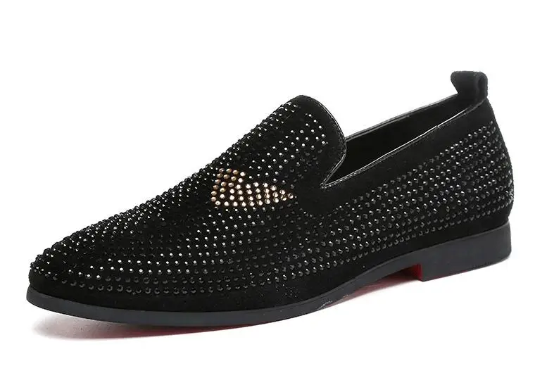 Luxury Full Shining Bricks Decoration Mens Formal Dress Shoes Soft Sole Slip-on Loafers Big Size Party Casual ST358 | Обувь