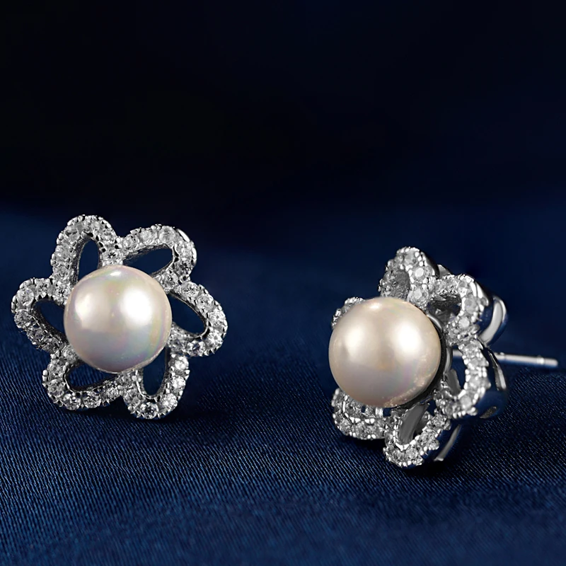 Твердые 100% Стерлинговое серьги из серебра 925 с жемчугом Ювелирные изделия и