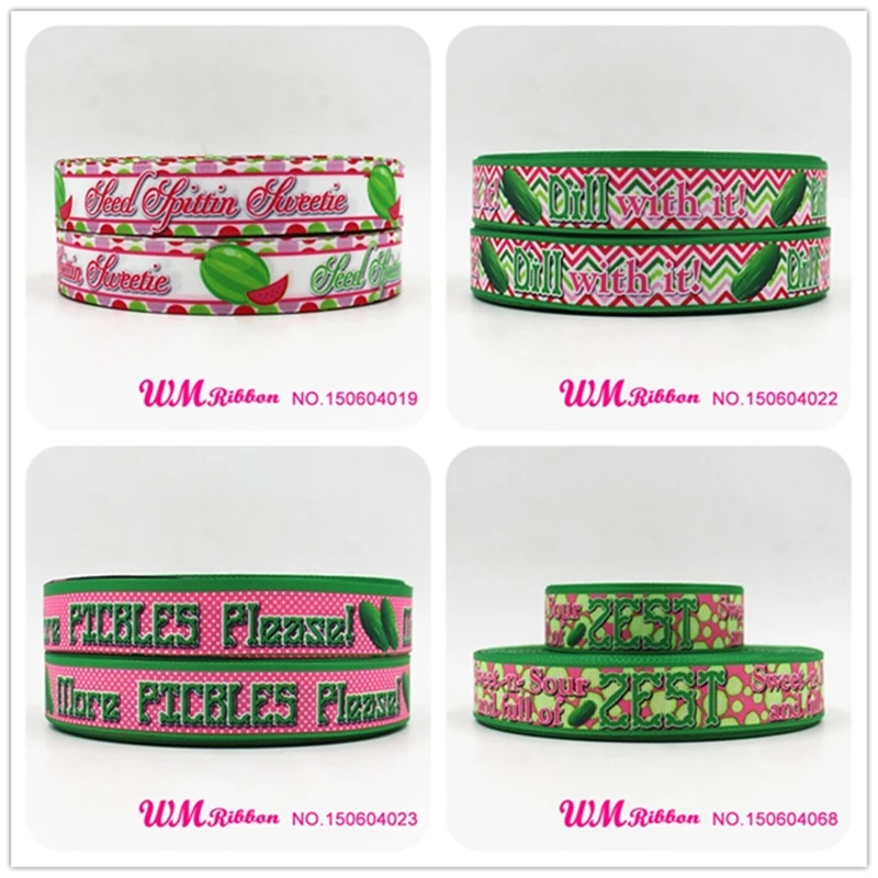 Репсовая лента Q & N с принтом арбуза 16 мм 22 25 38 50 75 ярдов/рулон|ribbon 16mm|printed grosgrain