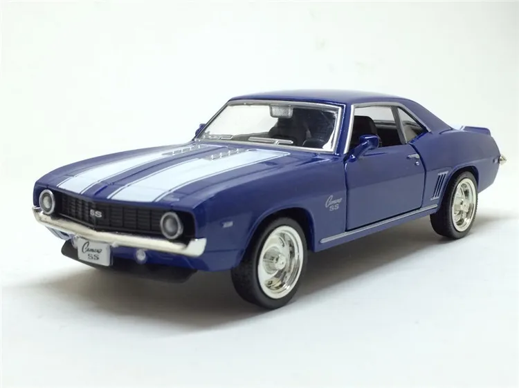 1/36 масштаб США 1969 Chevrolet Camaro SS винтажная литая под давлением металлическая модель автомобиля игрушка для детей Коллекция подарков на день рождения - Цвет: Синий
