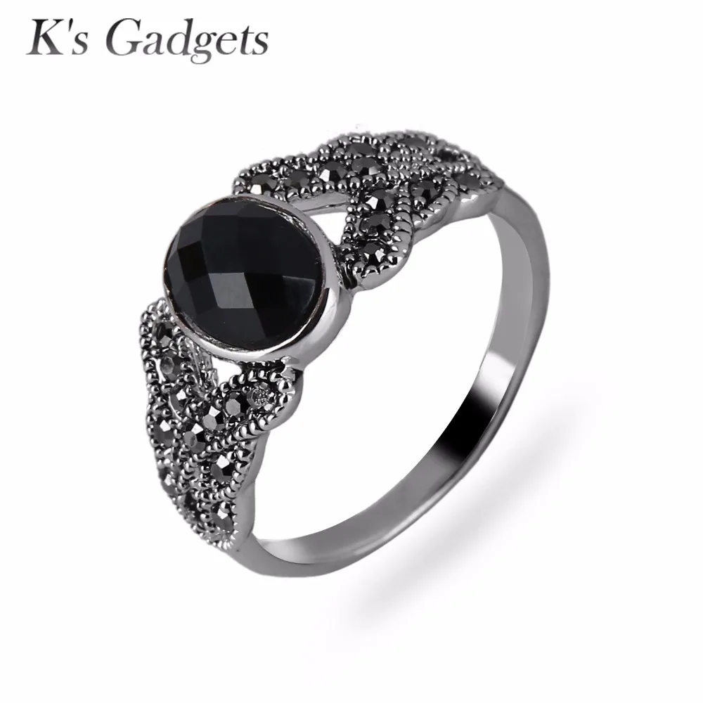 K's Gadgets винтажные черные кольца ювелирные изделия Оникс Камень палец кольцо