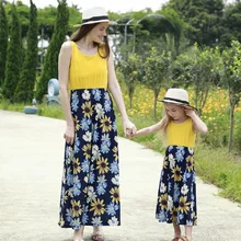 2019 летняя семейная одежда женское Макси Платье платье для мамы и