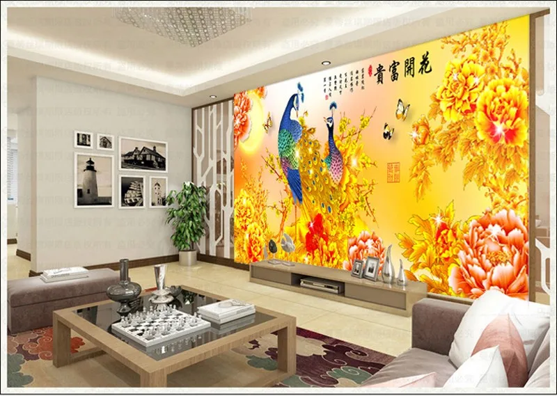 QIANZEHUI, Рукоделие, сделай сам, пион, павлин, вышивка крестиком, наборы для вышивания, Золотой Павлин, вышивка крестиком, настенный Декор для дома