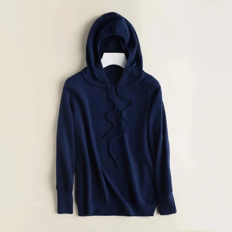 Knit Sweater Women Winter 2019 Autumn Hooded Blue Ladies Sweaters And Pullovers Plus Size | Женская одежда