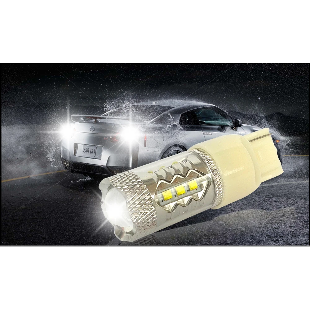 CNSUNNYLIGHT 7440 W21/5W T20 w/ XB-D Chips 16 SMD Автомобильная светодиодная лампа с клиновидным