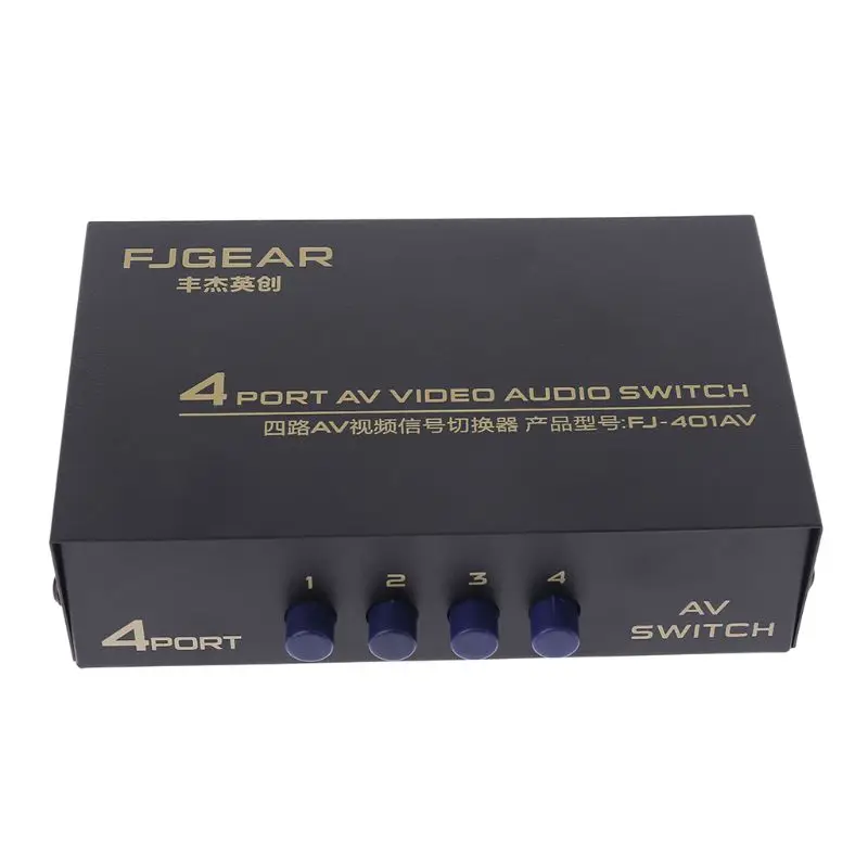 4-портовый вход 1 Выход Аудио Видео AV RCA переключатель Селекторный ящик Новый 2019 |