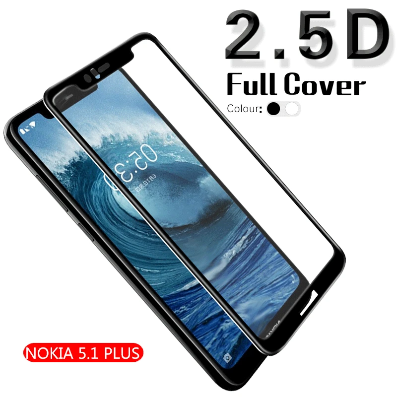 2.5D полное покрытие против царапин Закаленное стекло для NOKIA 5 1 PLUS прозрачное