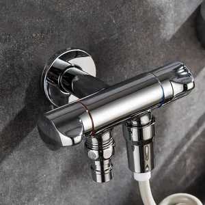 Латунные аксессуары для кухни и ванной комнаты, угловой клапан с двойным выходом для насадки для душа, унитаза, водонагреватель, угловые клапаны, кран для воды