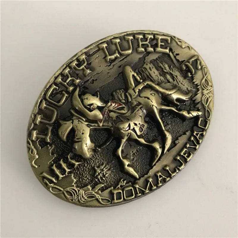 Пряжка для ремня Lucky Luke Мужская овальная бронзовая металлическая пряжка с 3D