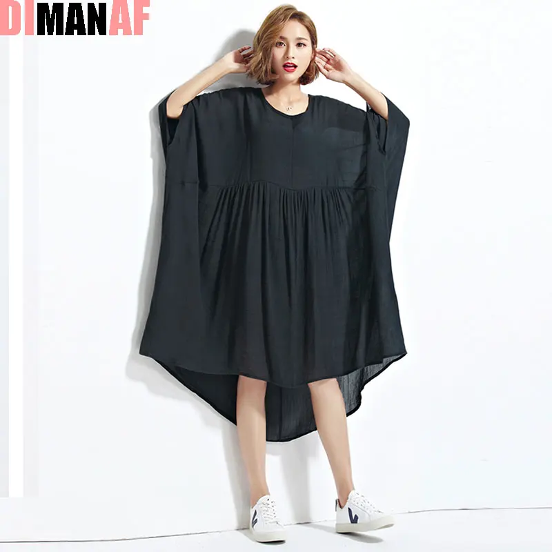 DIMANAF женское летнее платье больших размеров однотонная блузка из шифона большая