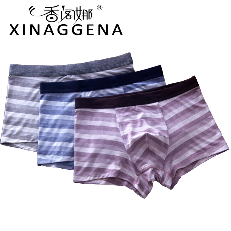 Мужское нижнее белье в полоску Дешевые трусы боксеры для геев и мальчиков