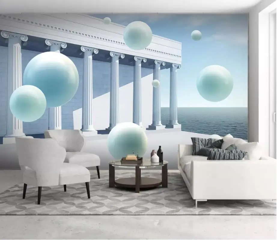 Пользовательские обои римские колонны мячи для гостиной 3d фон Настенные