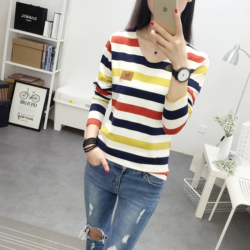 Специальное предложение корейская весенняя женская футболка модная с длинными