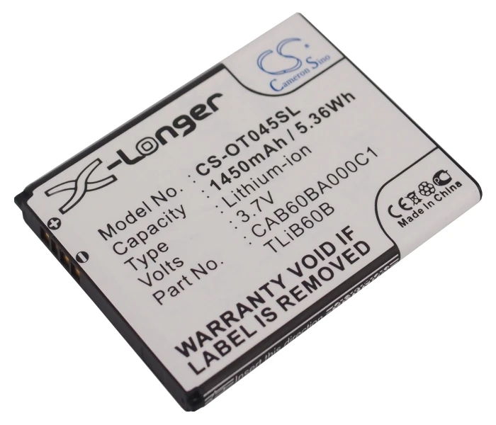 Аккумулятор Cameron Sino CAB60BA000C1 TLiB60B для Alcatel/USCellular ADR3045 One Touch Shockwave TCL J210 J300 J310 |