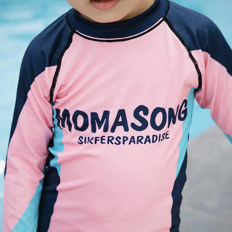 Retail Swimsuit for 3-8yrs Girls Long sleeve Blue Patchwork 2-Pieces Split swimwear with swimming Cap Surfing Costume | Спорт и