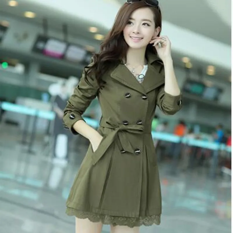 Тренч Женский Осеннее модное двубортное пальто с ремнем и бантом C8130|woman trench coat
