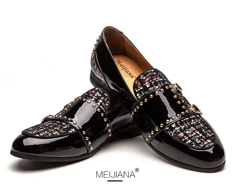 MEIJIANA вечерние туфли с ремешком и пряжкой; клетчатый узор; Новинка года; мужские лоферы; брендовая Повседневная обувь; мужские свадебные туфли