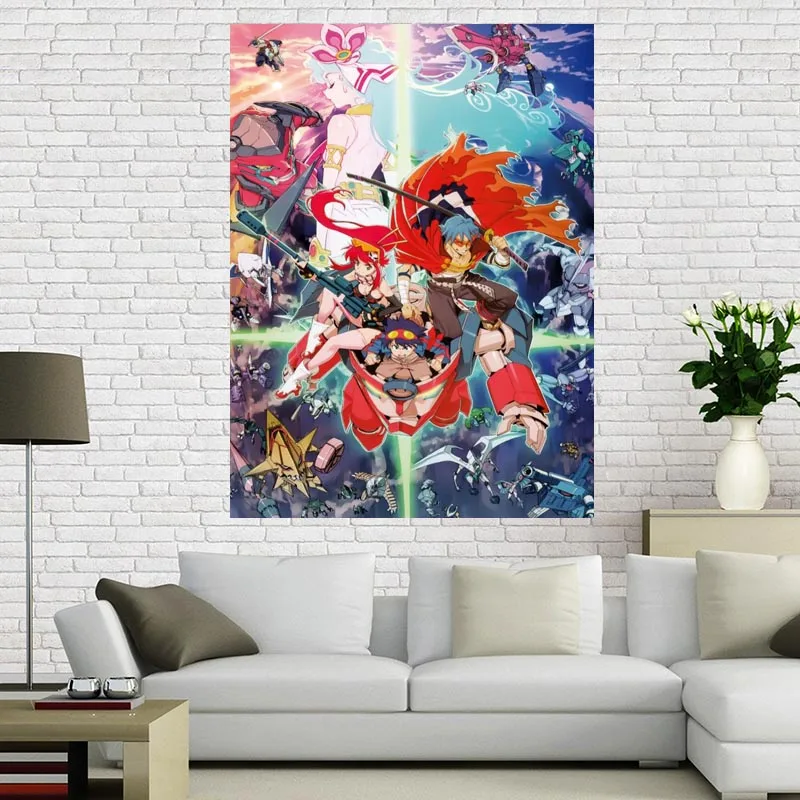 Новый стиль Gurren Lagann &quotИзготовленный На Заказ Шелковый Холст 27X40cm 30x45 см DIY плакат