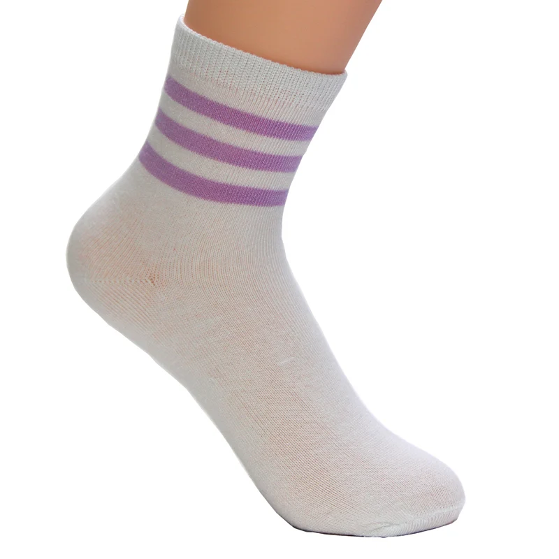 Модные новые милые однотонные короткие носки в полоску белого цвета на весну