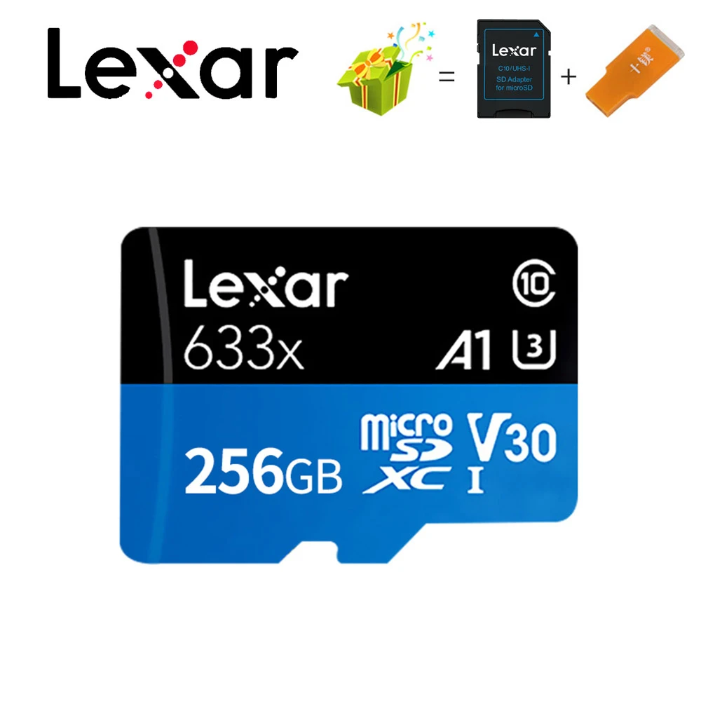 Карта памяти Lexar 512 ГБ 256 128 64 U3 98 МБ/с./с 32 карта Micro sd Class10 флеш Microsd TF/sd s класс 10