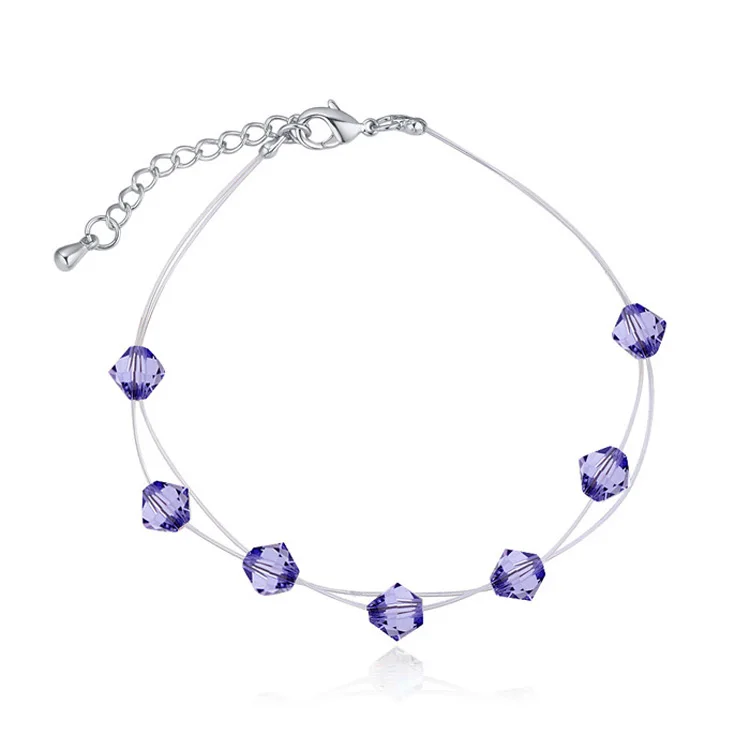 Прозрачный тонкий браслет-цепочка с кристаллами Сваровски для женщин и девушек