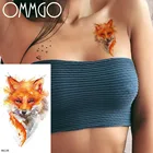 Водостойкие Временные татуировки OMMGO для женщин, акварельные татуировки Лиса, хна, водостойкие наклейки для тела, руки, груди, бумажная паста