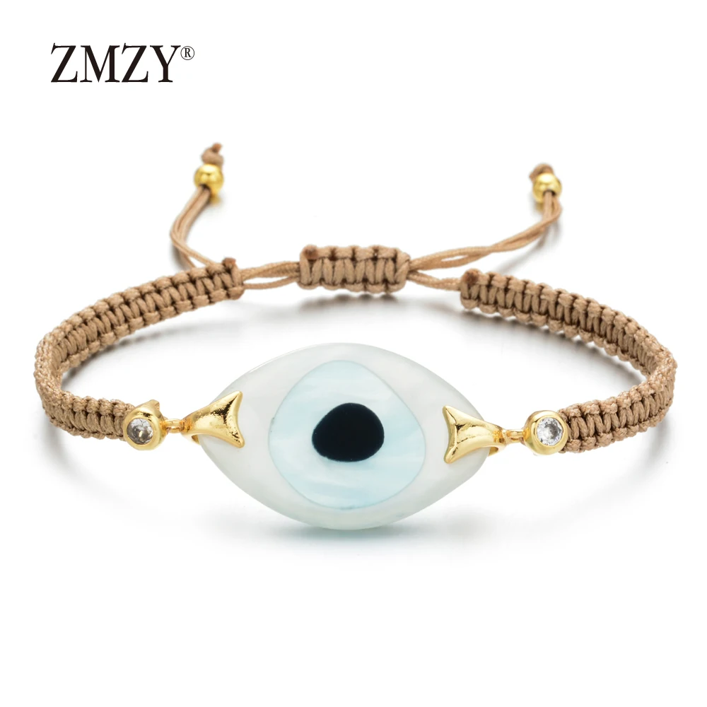 

ZMZY Boho Style Evil Eye Bracelet Charm Crystal Handmade Luxury Bracelet Large Bracelets & Bangles for Women Jewelry