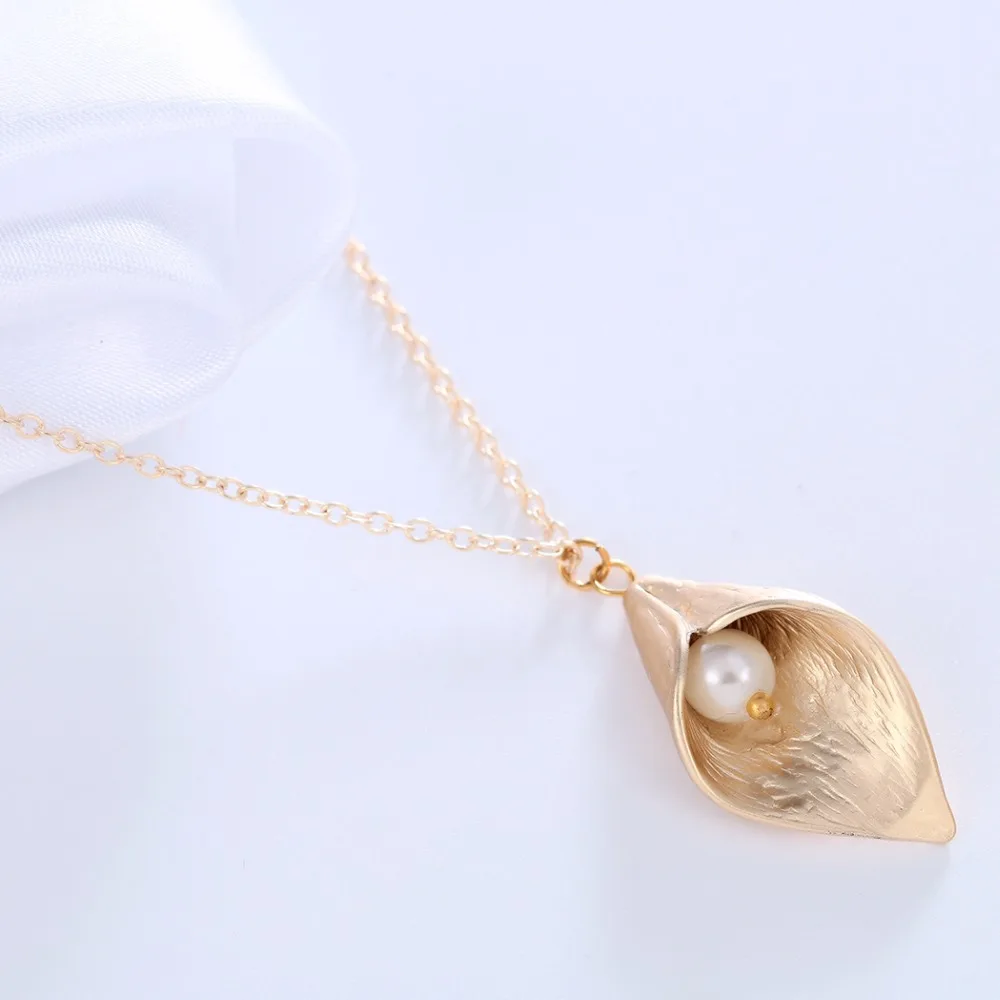 Kinitial новое ожерелье из золота и серебра каллы с жемчугом ветка листьями s