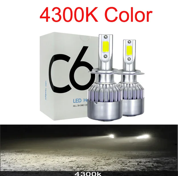 4300K 4300K 3000K 8000K 6500K 14000K фиолетовый золотой H4 H7 H1 светодиодный лампы для передних фар H11 H13 12V 9005 9006 H3 9007 8000LM Противотуманные фары дневные фары светодиодный потолочный светильник - Испускаемый цвет: 4300K