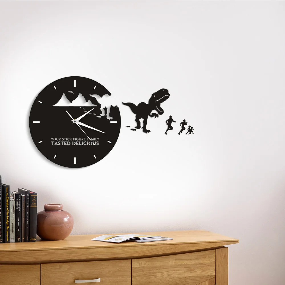 Настенные часы с динозаврами изображение семьи едящая палочка T Rex Your Stick вкусные