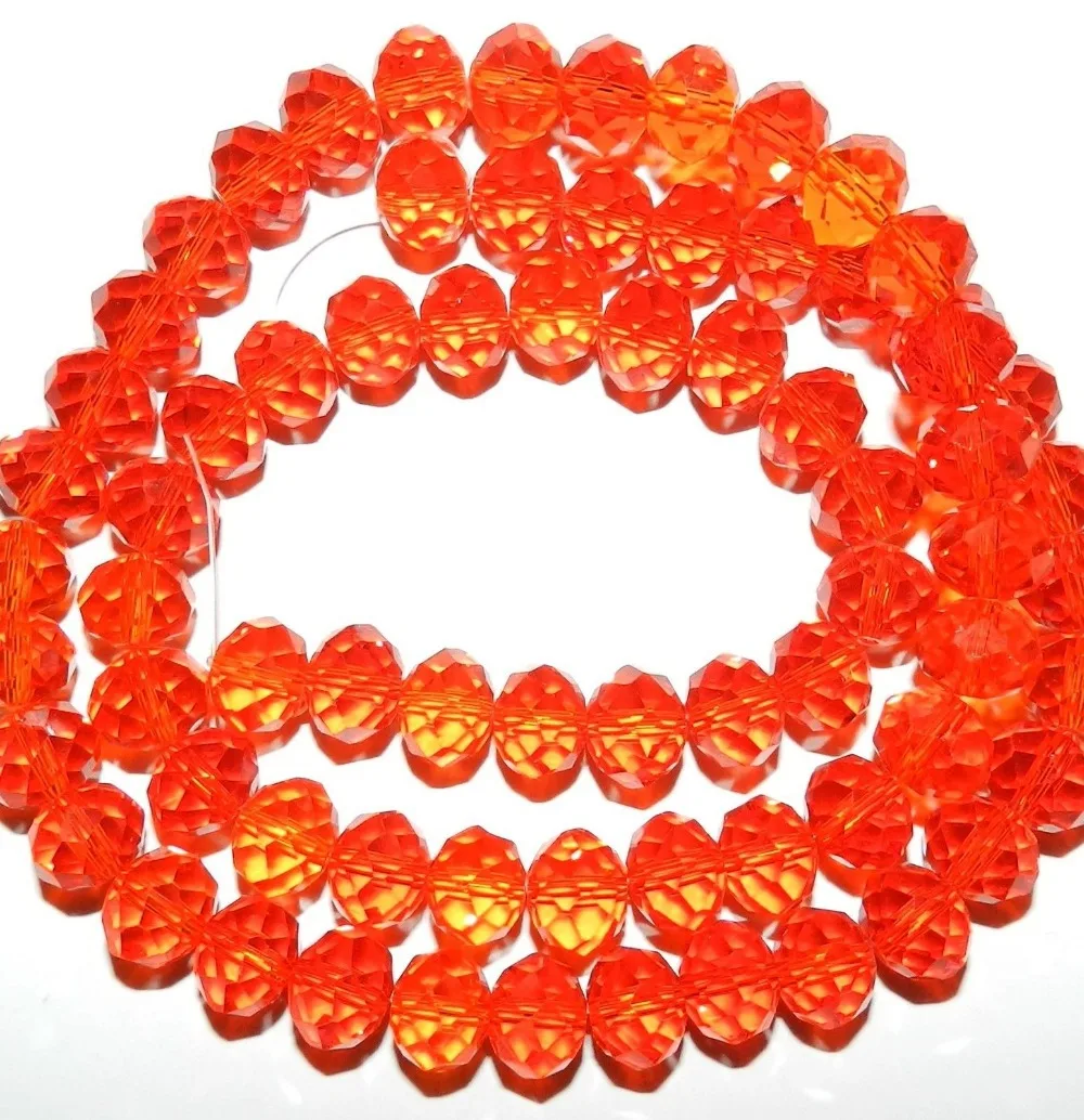 

Fashion orange clear 8x10mm rondelle abacus faceted crystal glass loose beads for jewelry making spacers accessories MY2281