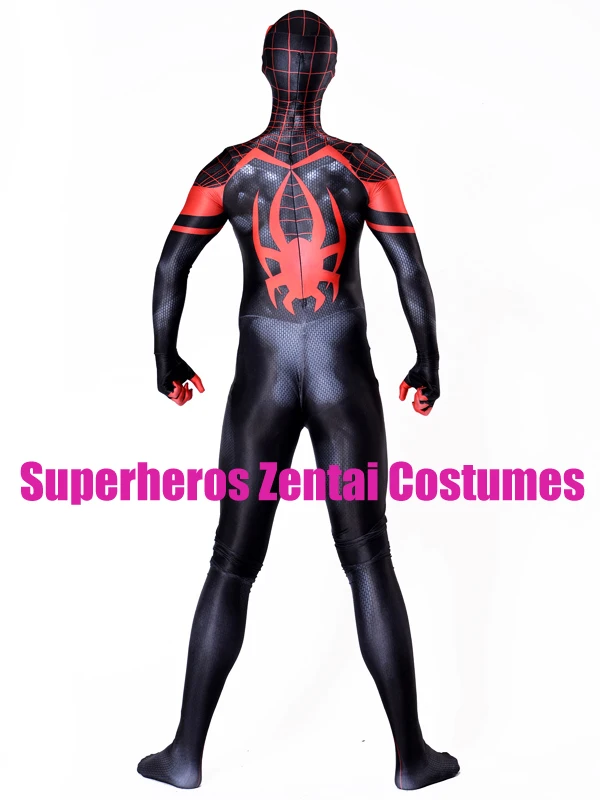 Костюм Человека паука Ultimate Miles Morales 3D принт спандекс лайкра полный корпус зентай