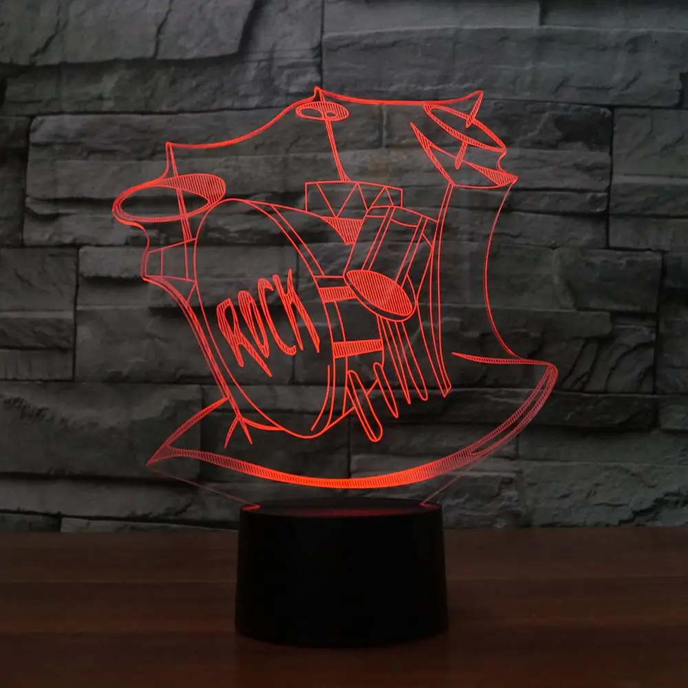 Творческий 3D Led градиенты Ночной светильник 7 Цвета изменение барабанной стойкой
