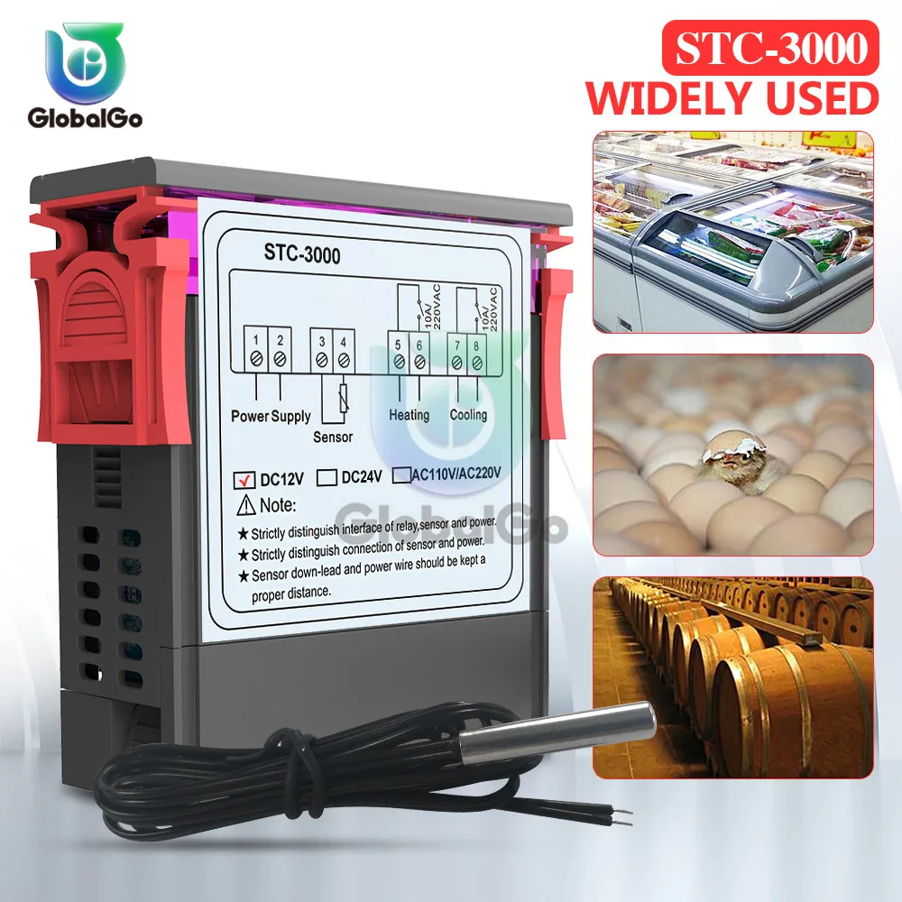 Цифровой светодиодный регулятор температуры STC-1000 3000 3008 реле терморегулятор