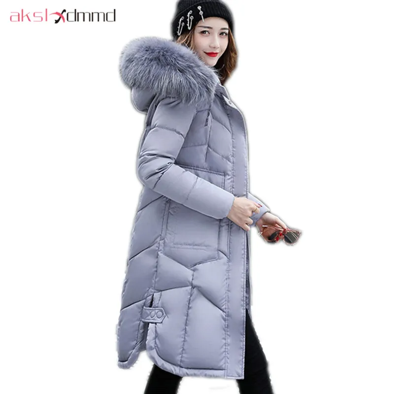 Женская куртка с капюшоном AKSLXDMMD длинная приталенная толстым хлопковым