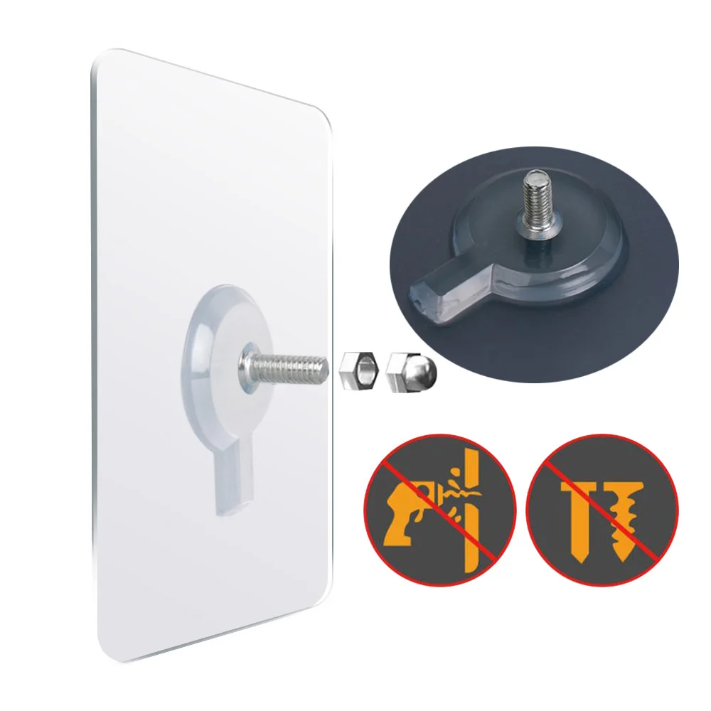 

6Pcs PVC Transparent Strong Wall Poster Seamless Wall Hook Adhesive Nails Waterproof Durable Screw Hook Hanger For Kitchen Bath