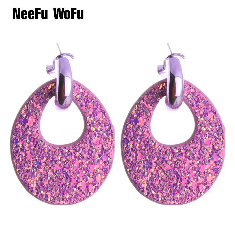 Большие серьги NeeFu WoFu из кожи с эффектом вспышки для женщин медные кольцо большие